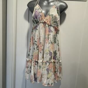 Babydoll Floral Halter Neck Dress Mini S Women Easter Spring Vacation Cruise